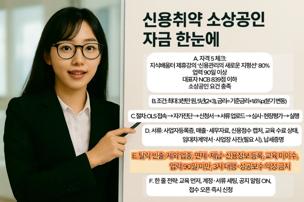 소상공인시장진흥공단 직접대출 총정리 자격 5가지·절차·서류를 보드로 정리한 소상공인시장진흥공단 직접대출 총정리 안내 컷