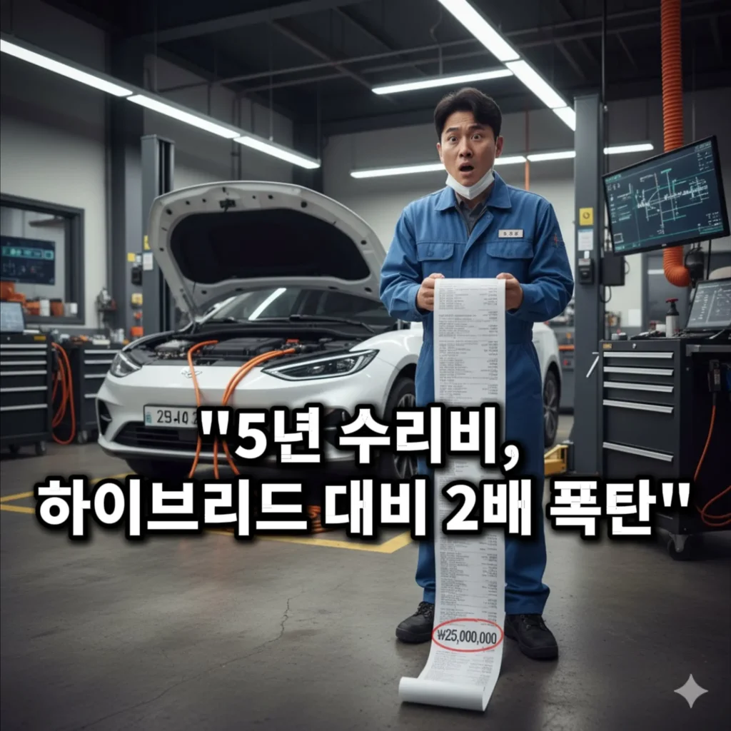 [5년 수리비 쇼크] 하이브리드 대비 2배 폭증한 EV 장기 수리 비용.