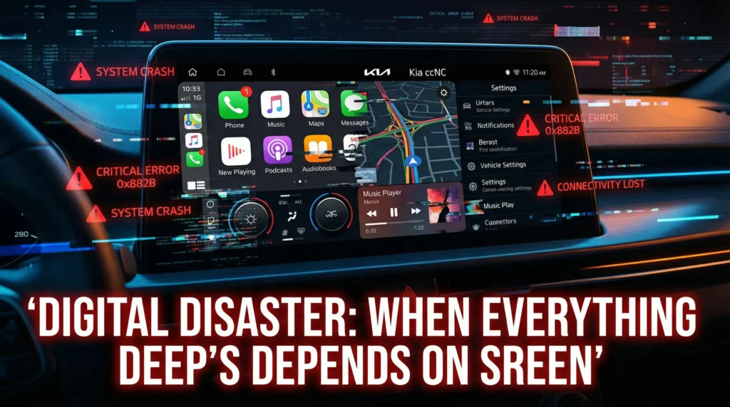 Kia ccNC system crash error screen on dashboard