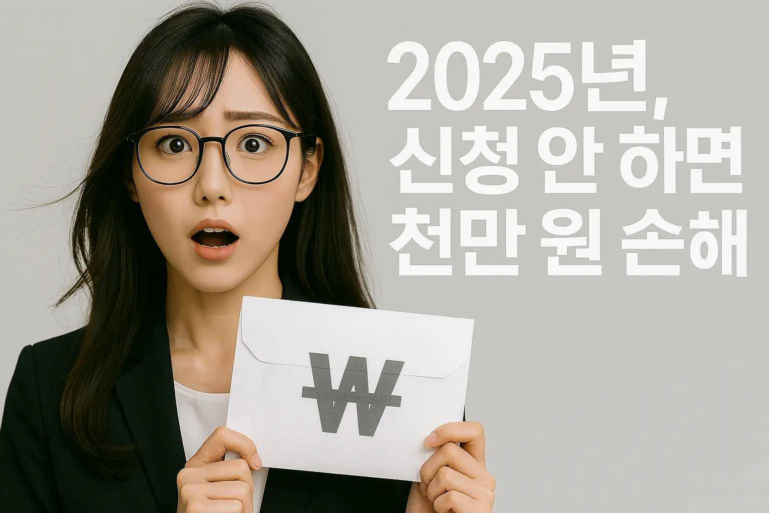 2025 출산·청년 금융패키지 분석 “2025년 신청 안 하면 천만 원 손해” 메시지와 봉투를 든 청년